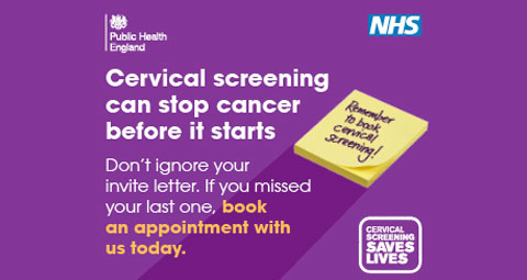 Cervical screening can stop cancer before it starts. Do not ignore your invite letter. If you missed your last one book an appointment with us today